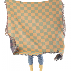 Green & Gold Woven Throw Blanket