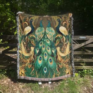 Art Nouveau Peacock Tapestry Blanket