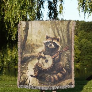 Banjo Raccoon Woven Blanket