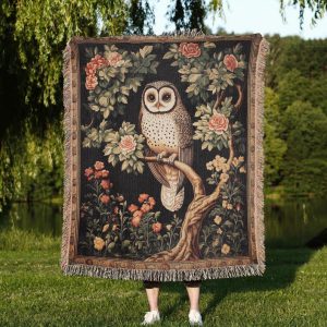 Barn Owl Woven Blanket