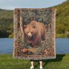 Brown Bear Woven Tapestry Blanket