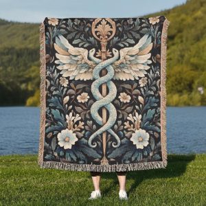 Caduceus Floral Woven Blanket
