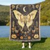 Celestial Luna Moth Woven Blanket