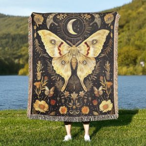 Celestial Luna Moth Woven Blanket