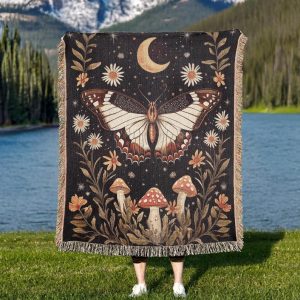 Celestial Moth Woven Blanket