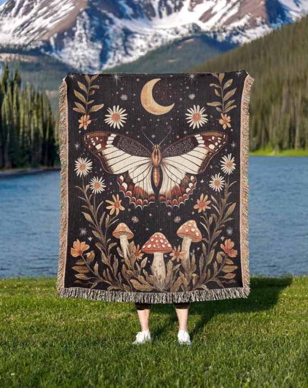 Celestial Moth Woven Blanket