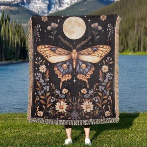 Celestial Moth Woven Blanket
