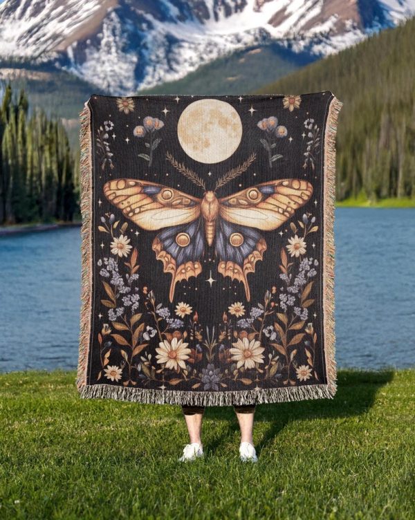 Celestial Moth Woven Blanket