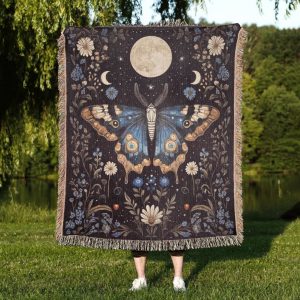 Celestial Moth Woven Blanket