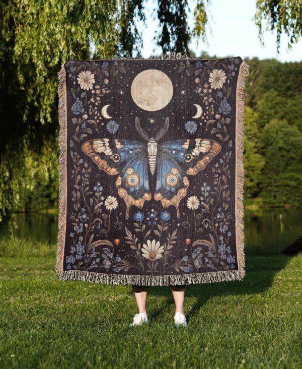 Celestial Moth Woven Blanket