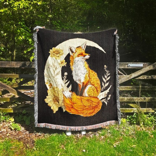 Cottagecore Fox And Moon Blanket