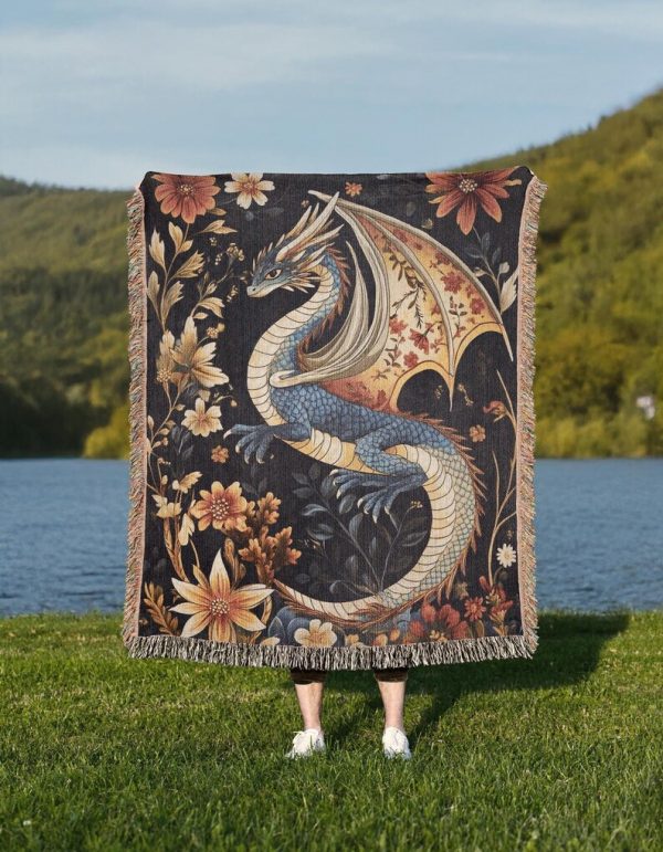 Dragon Floral Woven Blanket