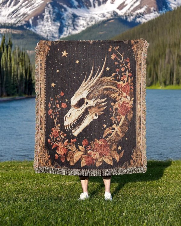 Dragon Skull Woven Blanket