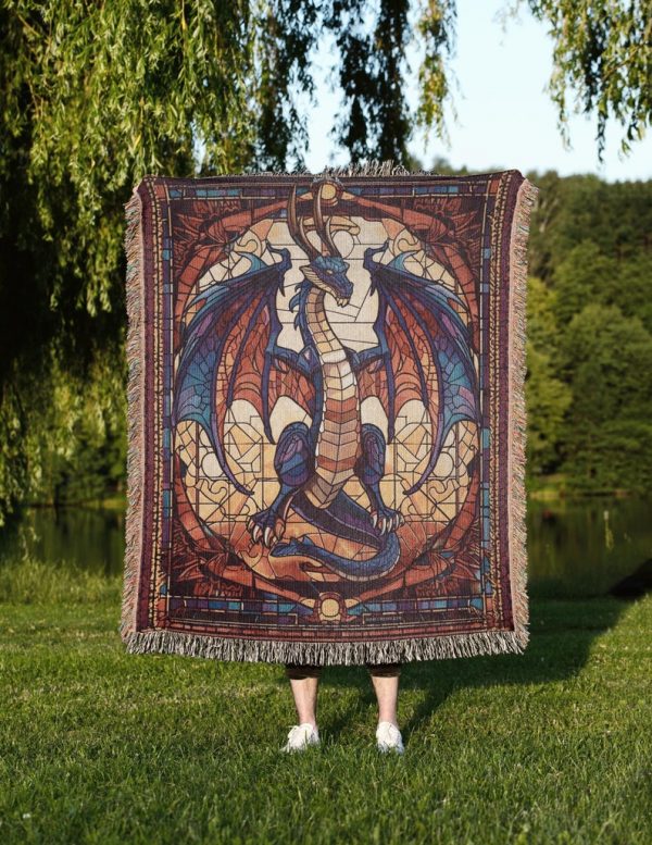 Dragon Stained Glass Woven Blanket