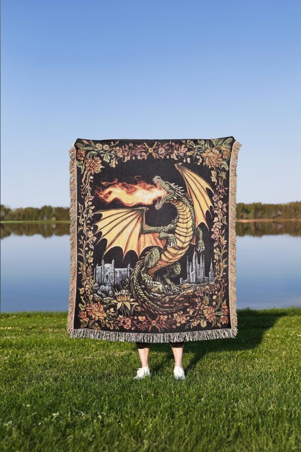 Fire Dragon Woven Blanket