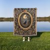 Floral Wolf Woven Blanket