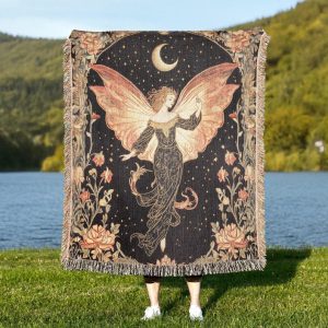 Forest Fairy Woven Tapestry Blanket - Cottagecore Fairytale Decor