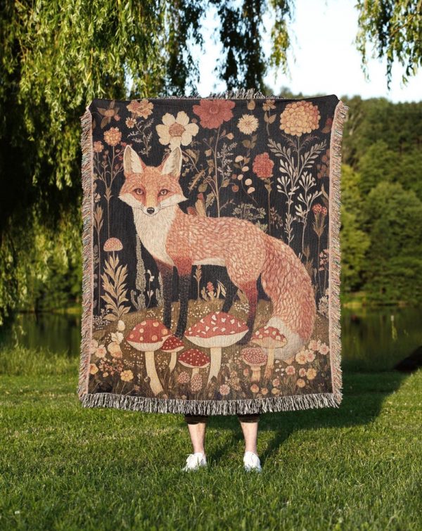 Fox Woven Tapestry Blanket