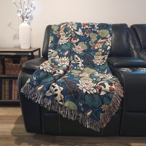 Koi Woven Blanket - Japanese Fish Throw