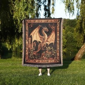 Medieval Dragon Woven Blanket