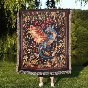 Medieval Dragon Woven Blanket