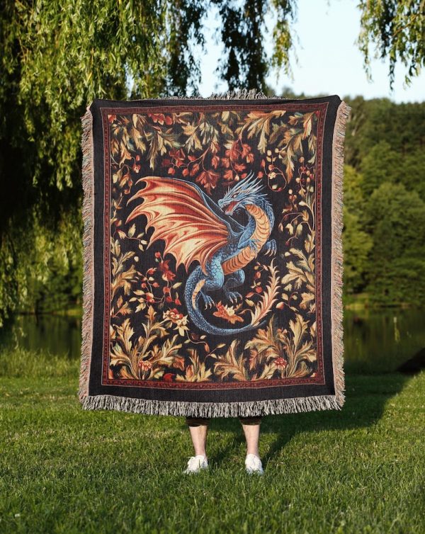Medieval Dragon Woven Blanket