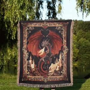 Medieval Dragon Woven Blanket