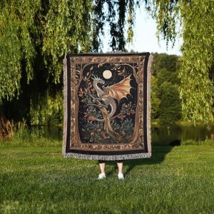 Medieval Dragon Woven Blanket