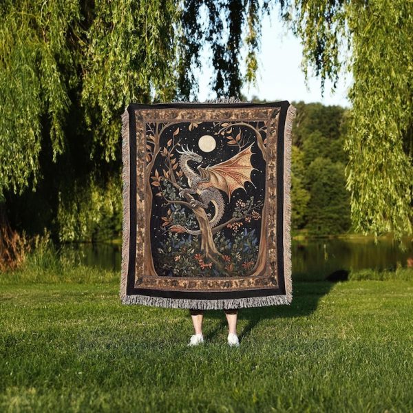 Medieval Dragon Woven Blanket