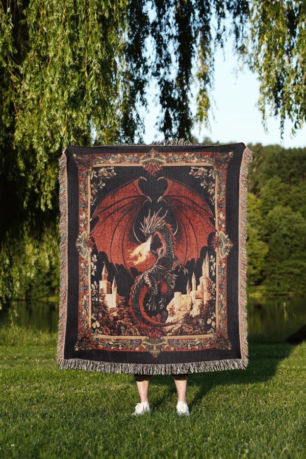 Medieval Dragon Woven Blanket
