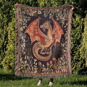 Medieval Dragon Woven Blanket