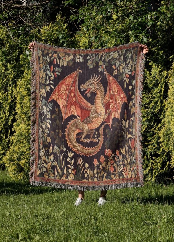 Medieval Dragon Woven Blanket