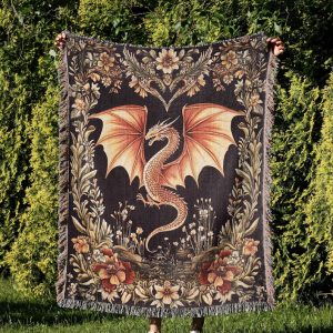 Medieval Dragon Woven Tapestry Blanket