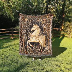 Medieval Unicorn Woven Blanket