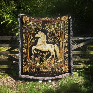 Medieval Unicorn Woven Blanket