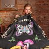 Moon Phases Cottagecore Moth Blanket