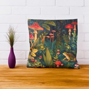 Mushrooms And Frog Pillow