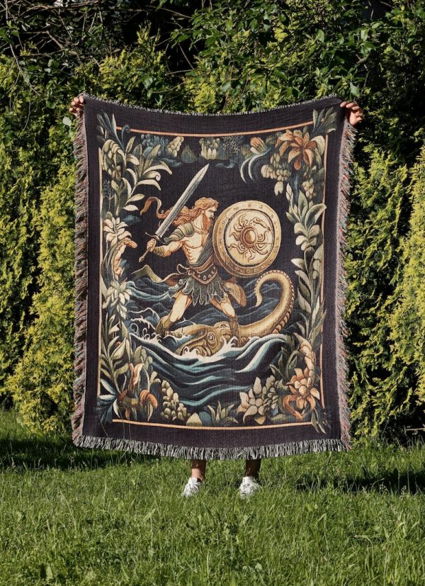 Perseus And Kraken Woven Blanket