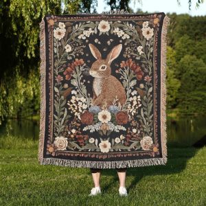 Rabbit Woven Tapestry Blanket