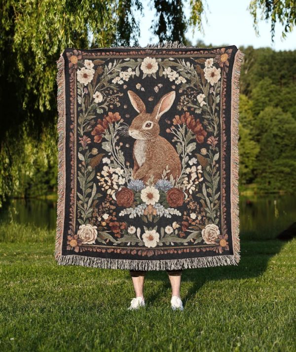 Rabbit Woven Tapestry Blanket