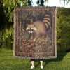 Raccoon Woven Tapestry Blanket