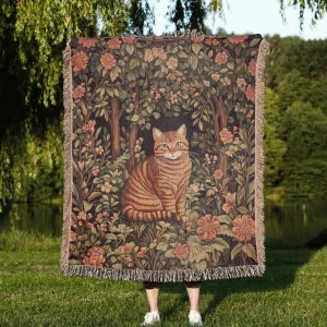 Tabby Cat Woven Tapestry Blanket