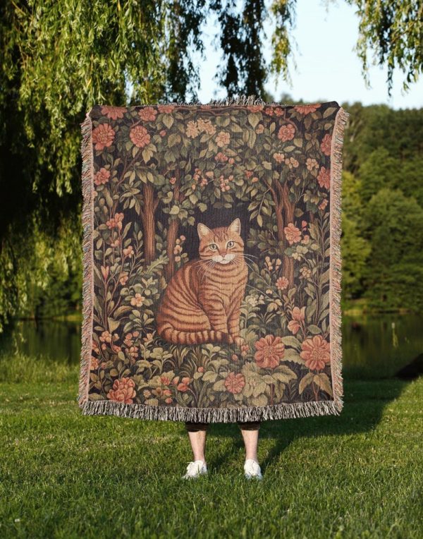 Tabby Cat Woven Tapestry Blanket