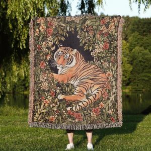 Tiger Woven Tapestry Blanket