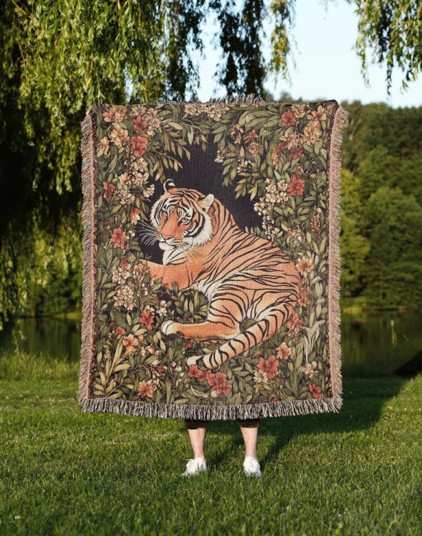 Tiger Woven Tapestry Blanket