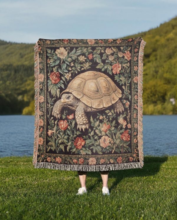Tortoise Floral Woven Blanket