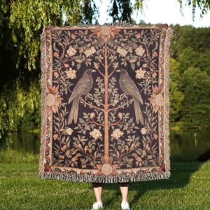 Twin Ravens Woven Tapestry Blanket