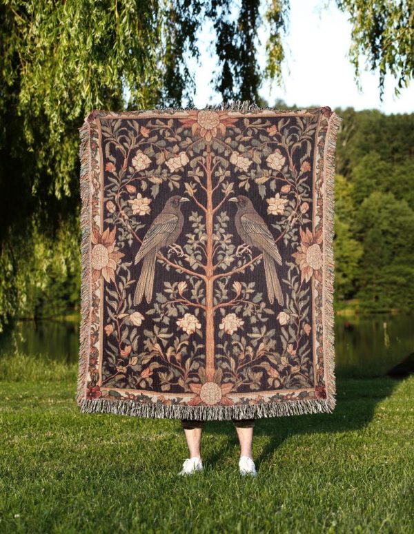 Twin Ravens Woven Tapestry Blanket