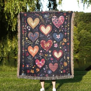 Valentines Hearts Tapestry Blanket
