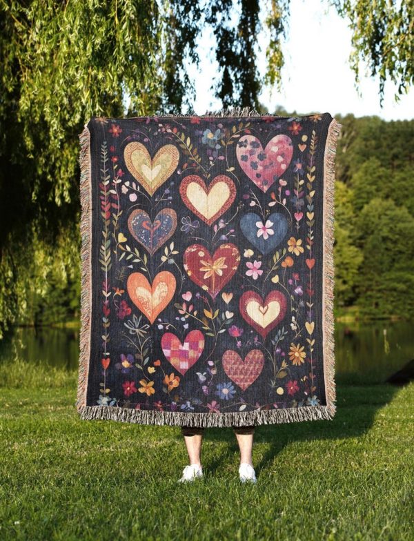 Valentines Hearts Tapestry Blanket